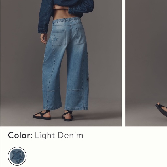 Pilcro Light Blue Flare Jeans with Star Accents - Picture 2 of 5